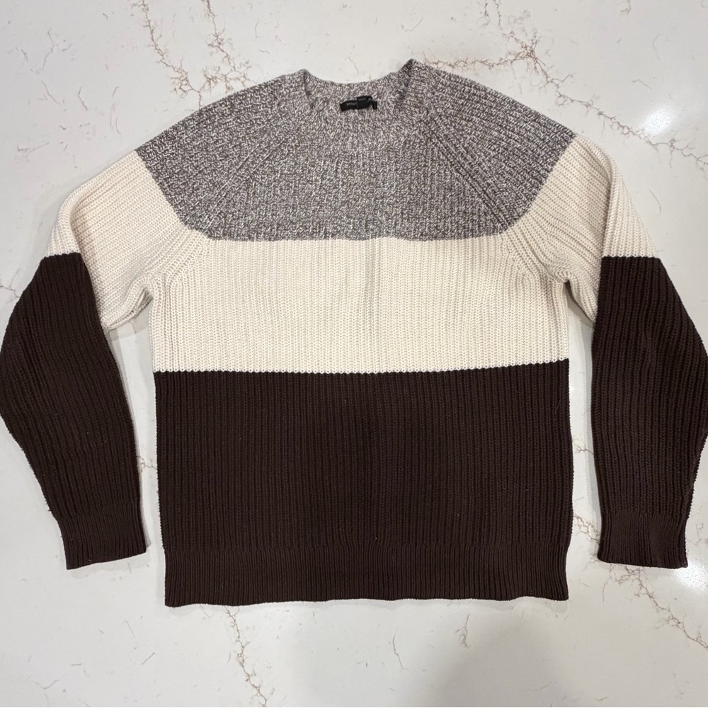 Banana Republic Men's Colorblock Crewneck Sweater - Brown, Cream, Gray